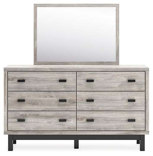 Vessalli King Panel Headboard with Mirrored Dresser and Chest