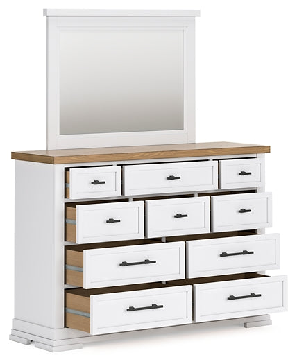 Ashbryn Queen Panel Storage Bed with Mirrored Dresser and Nightstand
