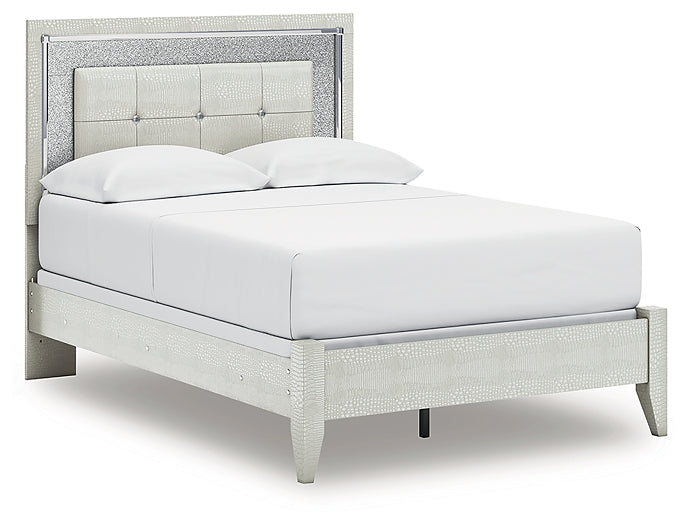 Zyniden Full Upholstered Panel Bed with Mirrored Dresser and Nightstand