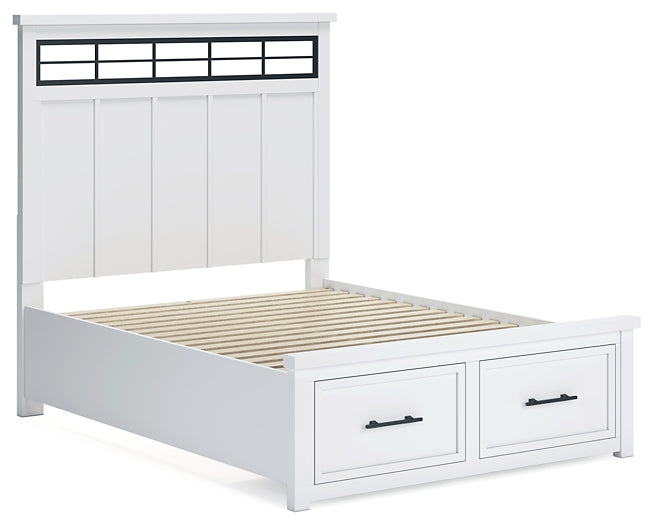 Ashbryn Queen Panel Storage Bed with Mirrored Dresser and Chest