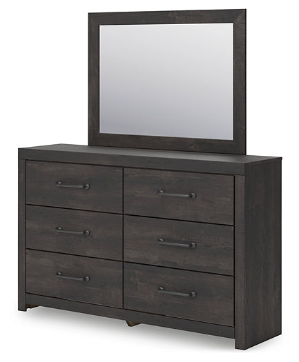 Hollivern Full Panel Bed with Storage with Mirrored Dresser and Nightstand