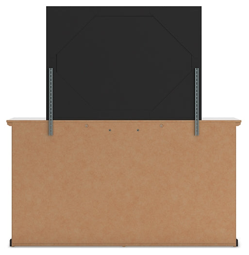 Queen Panel Bed with Mirrored Dresser, Chest and Nightstand