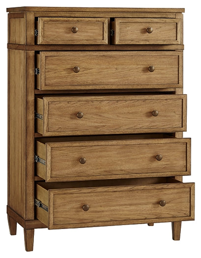 Sharlance King Upholstered Panel Bed with Mirrored Dresser, Chest and Nightstand