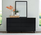 Danziar Queen Panel Headboard with Mirrored Dresser, Chest and Nightstand