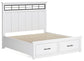 Ashbryn King Panel Storage Bed with Mirrored Dresser and Nightstand