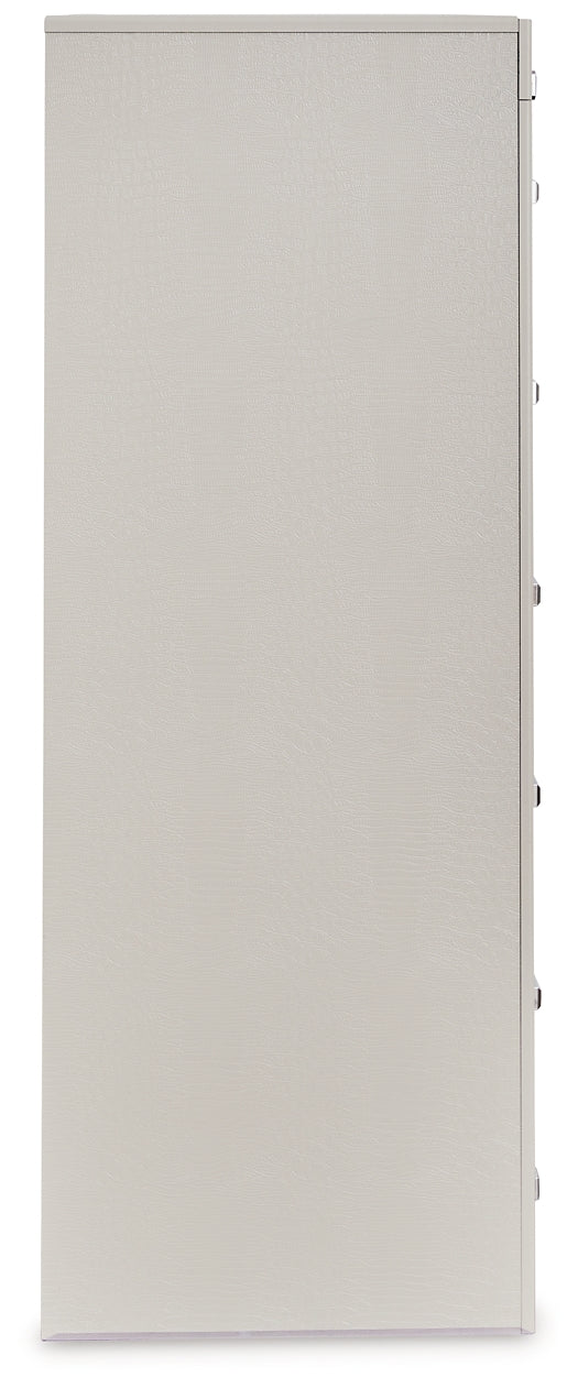 Zyniden King Upholstered Panel Headboard with Mirrored Dresser and Chest