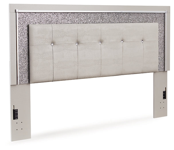 Zyniden King Upholstered Panel Headboard with Mirrored Dresser