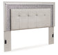 Zyniden Queen Upholstered Panel Headboard with Mirrored Dresser and Nightstand