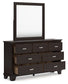Covetown Queen Panel Bed with Mirrored Dresser and Chest