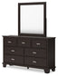 Covetown King Panel Bed with Mirrored Dresser and Chest