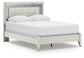 Zyniden Queen Upholstered Panel Bed with Mirrored Dresser and Nightstand