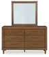 Lyncott Queen Upholstered Bed with Mirrored Dresser and Chest