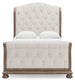 Ardenfield Queen Upholstered Sleigh Bed with Mirrored Dresser, Chest and Nightstand