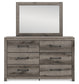 Graystorm Full Panel Bed with Storage with Mirrored Dresser