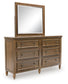 Sturlayne King Upholstered Panel Bed with Mirrored Dresser and Chest