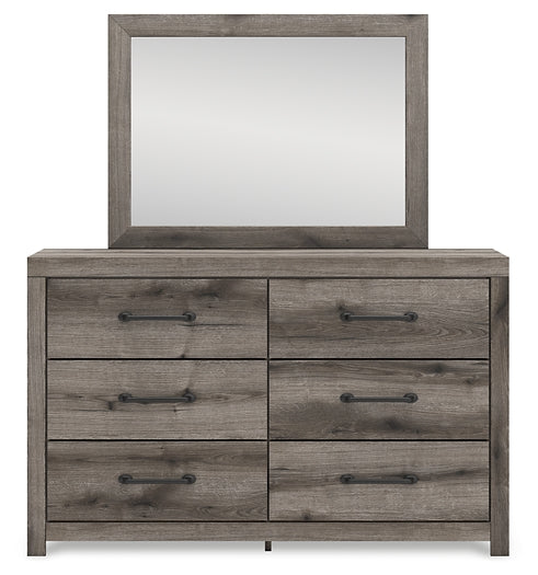 Graystorm Twin Panel Storage Bed with Mirrored Dresser and Chest