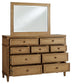 Sharlance California King Upholstered Panel Bed with Mirrored Dresser, Chest and Nightstand