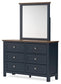 Landocken Full Panel Headboard with Mirrored Dresser and Nightstand
