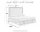 Chalanna California King Upholstered Storage Bed with Mirrored Dresser and Chest