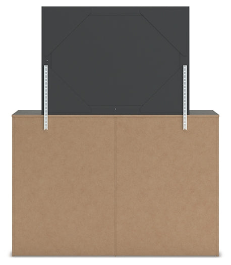 Queen Panel Bed with Mirrored Dresser and Chest