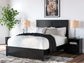 Queen Panel Bed with Mirrored Dresser, Chest and Nightstand