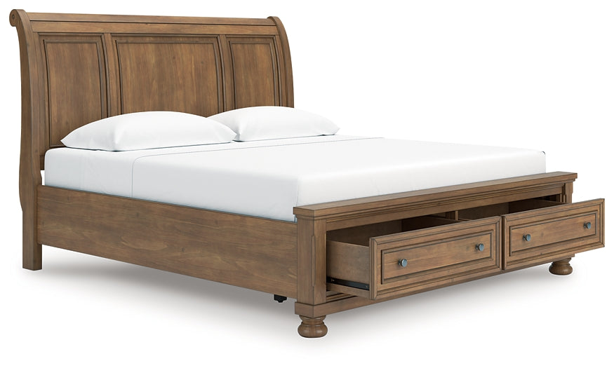 Feddinger King Storage Sleigh Bed with Mirrored Dresser
