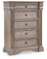 Blairhurst California King Panel Bed with Mirrored Dresser and Chest