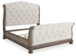 Ardenfield California King Upholstered Sleigh Bed with Mirrored Dresser
