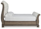 Ardenfield California King Upholstered Sleigh Bed with Mirrored Dresser