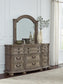 Ardenfield California King Upholstered Sleigh Bed with Mirrored Dresser