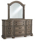 Ardenfield Queen Upholstered Sleigh Bed with Mirrored Dresser