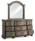 Ardenfield Queen Upholstered Sleigh Bed with Mirrored Dresser