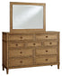 Sharlance King Upholstered Panel Bed with Mirrored Dresser, Chest and Nightstand