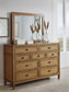 Sharlance King Upholstered Panel Bed with Mirrored Dresser, Chest and Nightstand